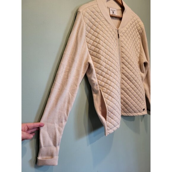 Sioni Athleisure Ivory Quilted Knit Lightweight Zip Jacket Sz XL - Picture 4 of 8